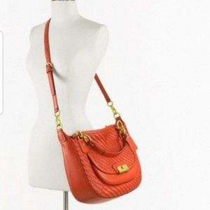 Coach Kristin Woven Leather SATCHEL- Burnt Orange